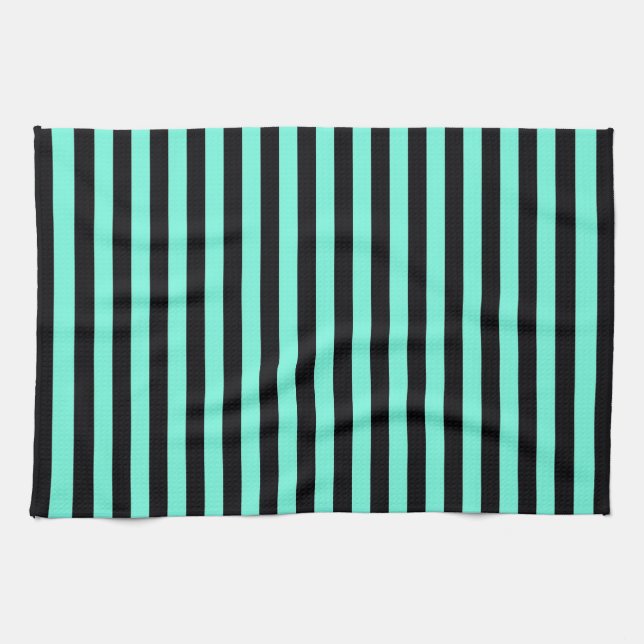 Klassisches türkisfarbenes und schwarzes Streifenm Handtuch (Horizontal)