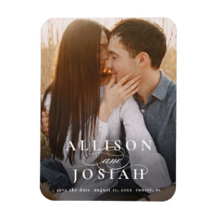 Klassisches Typografie-Foto Hochzeit Sichern Sie d Magnet