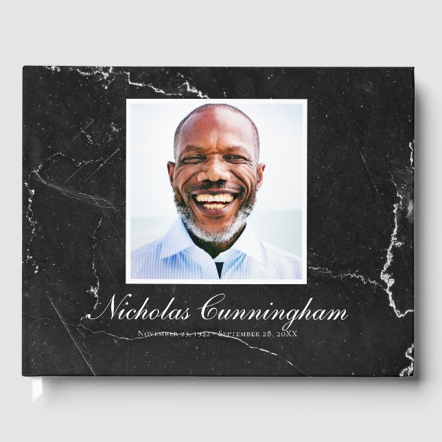 Klassisches und einfaches Foto-Marble-Memorial Gästebuch (Vorderseite)