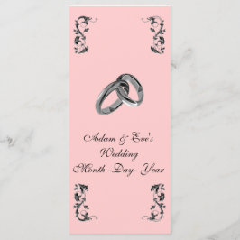 Klassisches und elegantes rosa Hochzeitsmenü Menükarte