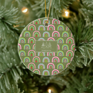Klassisches Urlaubsmuster - farbenfroher Regenboge Keramik Ornament