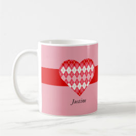 Klassisches Valentinherz Rot und Rosa Raute (Rosa) Kaffeetasse