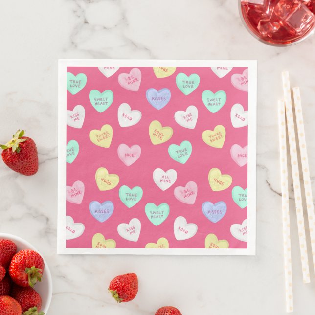 Klassisches Valentinisches Herz auf rosa Serviette (Beispiel)