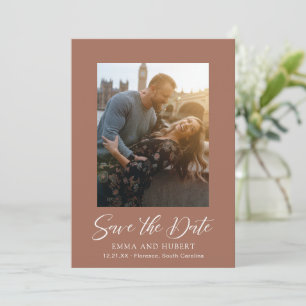 Klassisches verbranntes orangefarbenes Foto Elegan Save The Date