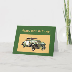 Klassisches Vintage-Auto 80. Geburtstag Karte