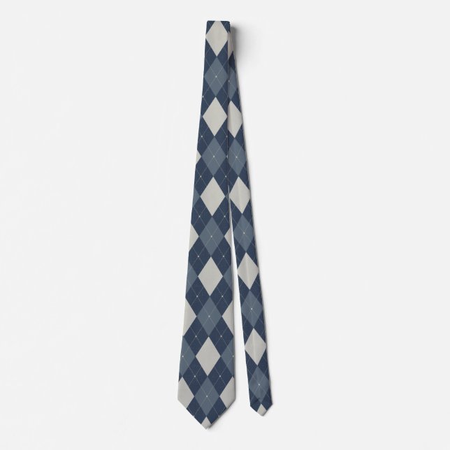 Klassisches Vintage-Blau-Argyle-Karo  Krawatte (Vorderseite)