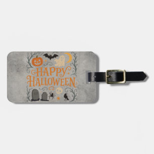 Klassisches, vintage Frohes Halloween Gepäckanhänger