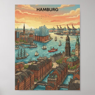 Klassisches Vintage Hamburg Deutschland Reisen Poster