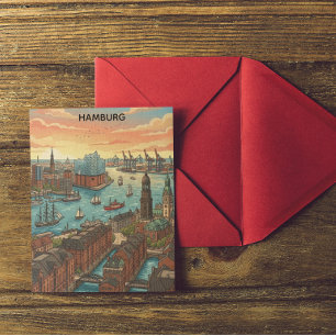 Klassisches Vintage Hamburg Deutschland Reisen  Postkarte