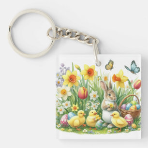 Klassisches/Vintage Osterhase/Huhn Schlüsselanhänger