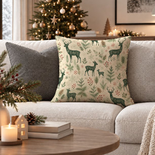 Klassisches Vintage-Weihnachts-Hirsch-Akzentkissen Kissen