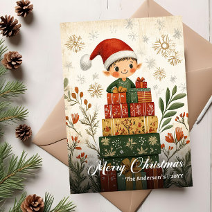 Klassisches Vintage-Weihnachtsbaum-Grußdesign Feiertagskarte