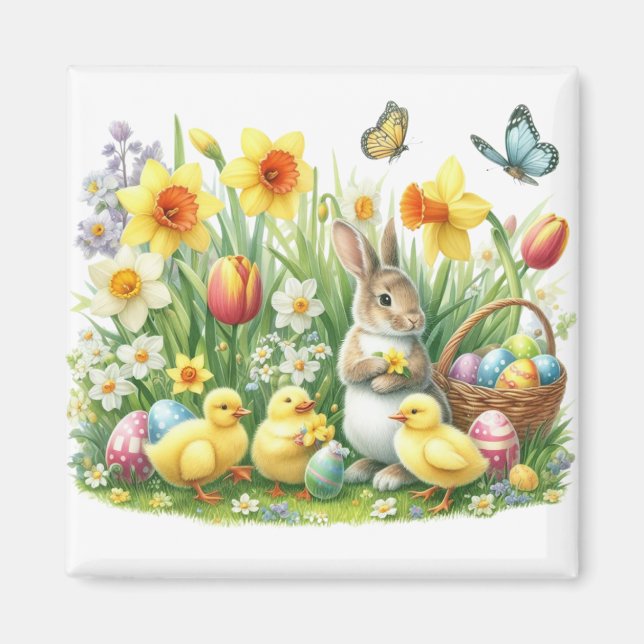 Klassisches/Vintages Federhasen/Huhn Magnet (Vorne)