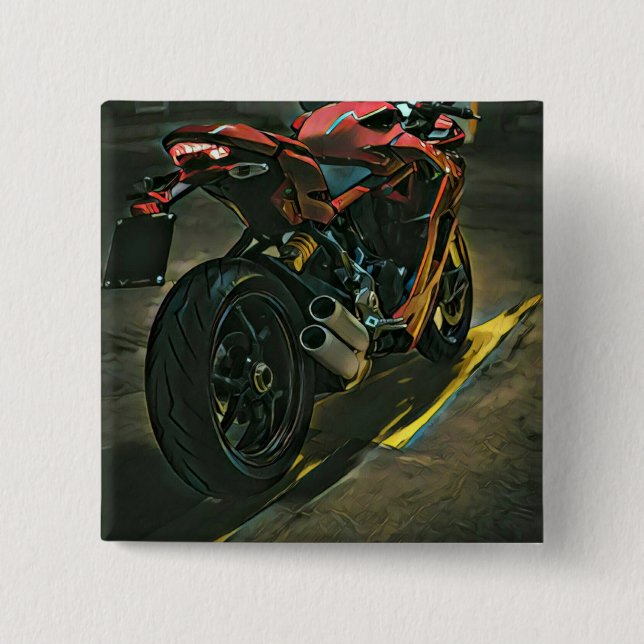 klassisches Vintages Motorrad-Geschenk Button (Vorderseite)