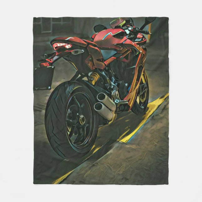klassisches Vintages Motorrad-Geschenk Fleecedecke (Vorderseite)
