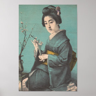 Klassisches Vintages Porträt von Geishajapanerdame Poster