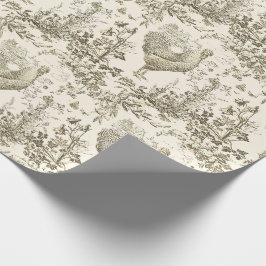 Klassisches Vintages Rooster Beige Blumenschmuck Geschenkpapier