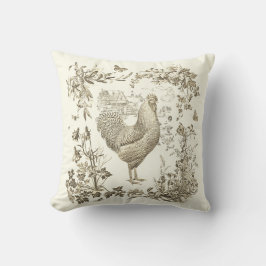 Klassisches Vintages Rooster Beige Blumenschmuck Kissen