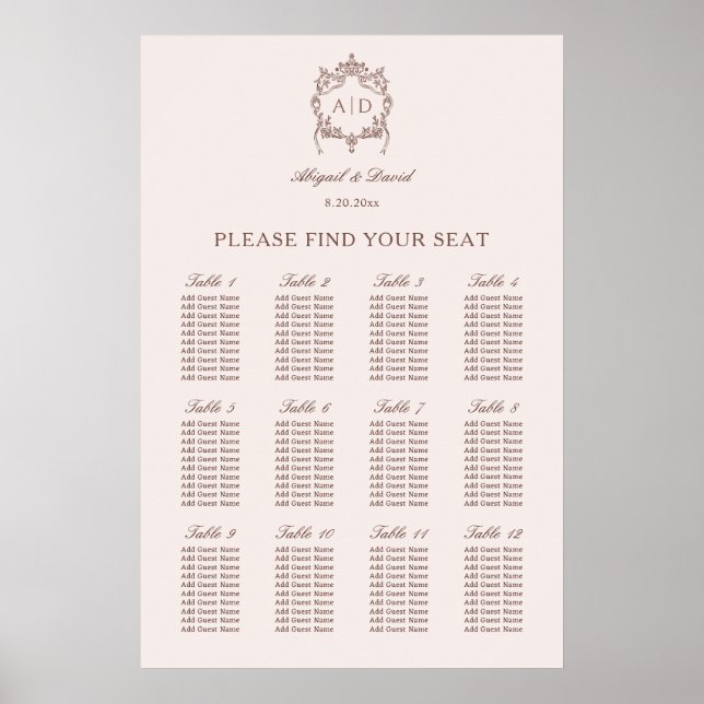 Klassisches Vintages Wappen Hochzeitssattel Poster (Vorne)