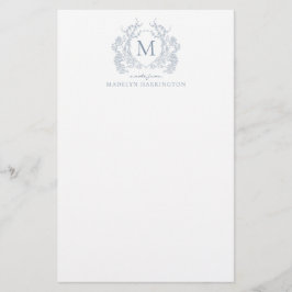 Klassisches Vintages Wappen mit blauem Flor Monogr Briefpapier