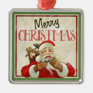 Klassisches Vintages Weihnachtsmann-Weihnachten Silbernes Ornament