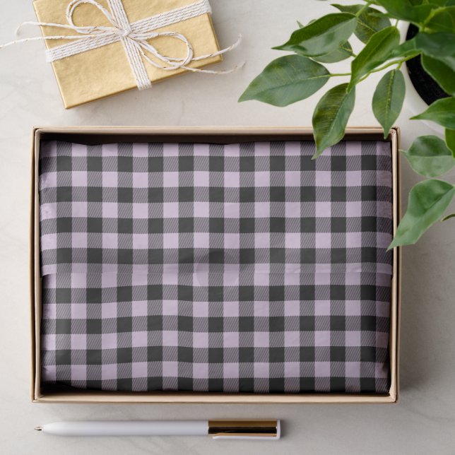 Klassisches Violettrosa und Kariertes Schwarz-Karo Seidenpapier (Geschenk)