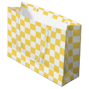 Klassisches visuelles gelbes Karomuster Große Geschenktüte
