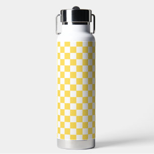 Klassisches visuelles gelbes Schachbrettmuster Trinkflasche