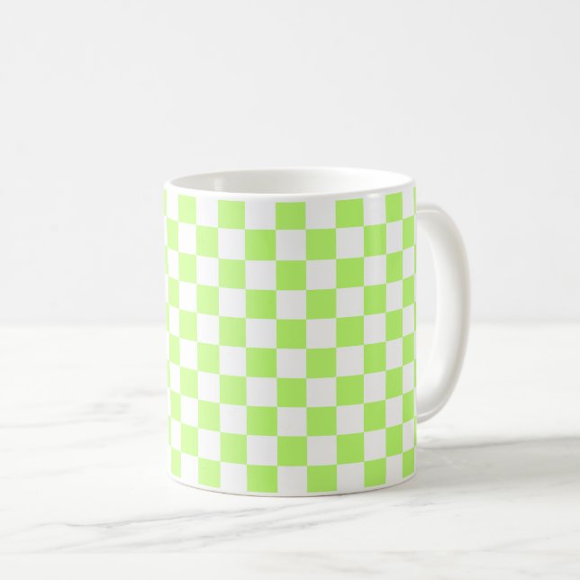 Klassisches visuelles Limette-Karo  Kaffeetasse (VorderseiteRechts)