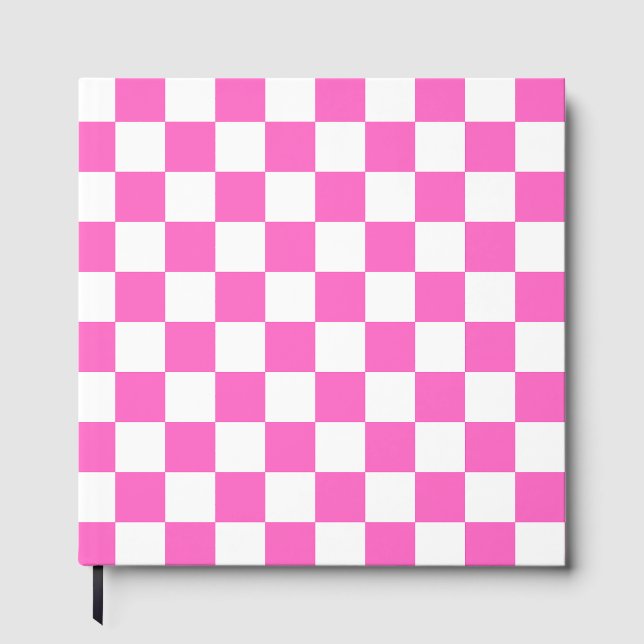 Klassisches visuelles rosa Karomuster  Gästebuch (Vorderseite)