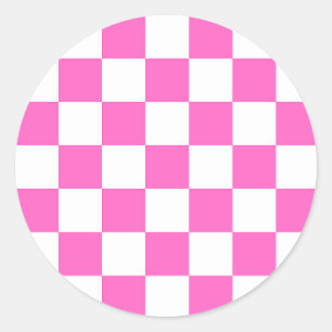 Klassisches visuelles rosa Karomuster  Runder Aufkleber