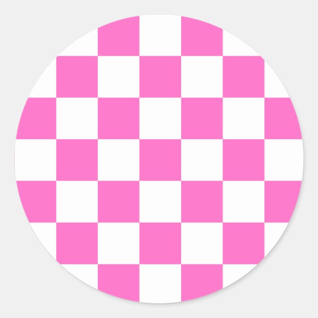 Klassisches visuelles rosa Karomuster  Runder Aufkleber (Vorderseite)