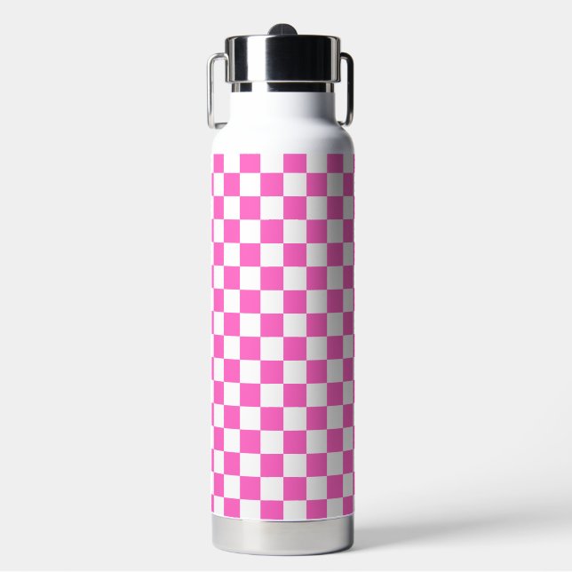 Klassisches visuelles rosa Karomuster  Trinkflasche (Vorderseite)