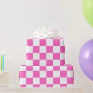 Klassisches visuelles rosa Schachbrettmuster  Geschenkpapier