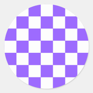 Klassisches visuelles violettes Schachbrett Runder Aufkleber