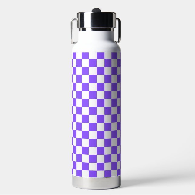 Klassisches visuelles violettes Schachbrett Trinkflasche (Vorderseite)