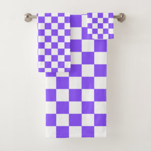 Klassisches visuelles violettes Schachbrettmuster Badhandtuch Set