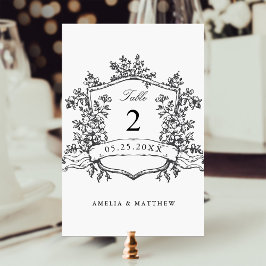 Klassisches Wappen Schwarz & Weiß Hochzeit Tischnummer