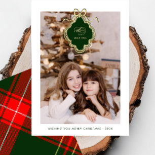 Klassisches Wappen Weihnachten Rotes Kariertes Fot