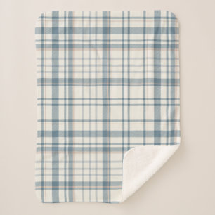 Klassisches weiches Blau und Beige Karo Sherpadecke