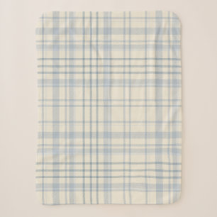 Klassisches weiches Blau und Beige Karo Sherpadecke