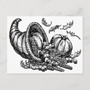 Klassisches Weiden-Füllhorn Schwarz-Weiß-Illustrat Postkarte