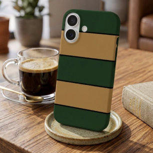 Klassisches Weihnachten Grün und Gold Streifen iPhone 16 Hülle