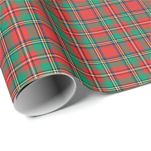 Klassisches Weihnachten kariert Geschenkpapier (Rolleneckpunkt)