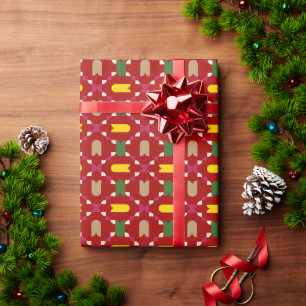Klassisches Weihnachten Rot und Grün Geometrisches Geschenkpapier
