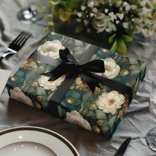 Klassisches Weihnachten Winter Grün und Weiß Flora Geschenkpapier Set