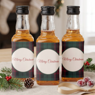 Klassisches Weihnachts-Kariert Mini-Spirituosenfla Alkoholflaschenetikett