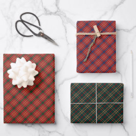 Klassisches Weihnachts-Kariert Tartan Wrapping Pap Geschenkpapier Set