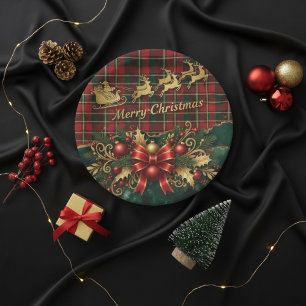 Klassisches Weihnachts-Plaid-Design Pappteller