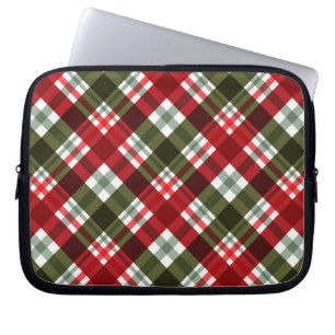 Klassisches Weihnachts-Plaid-Karo-Muster Festrot Laptopschutzhülle